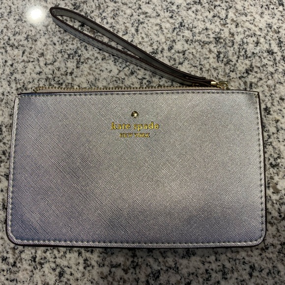 Kate Spade New York Silver Wristlet Gold Letters - Picture 2 of 4